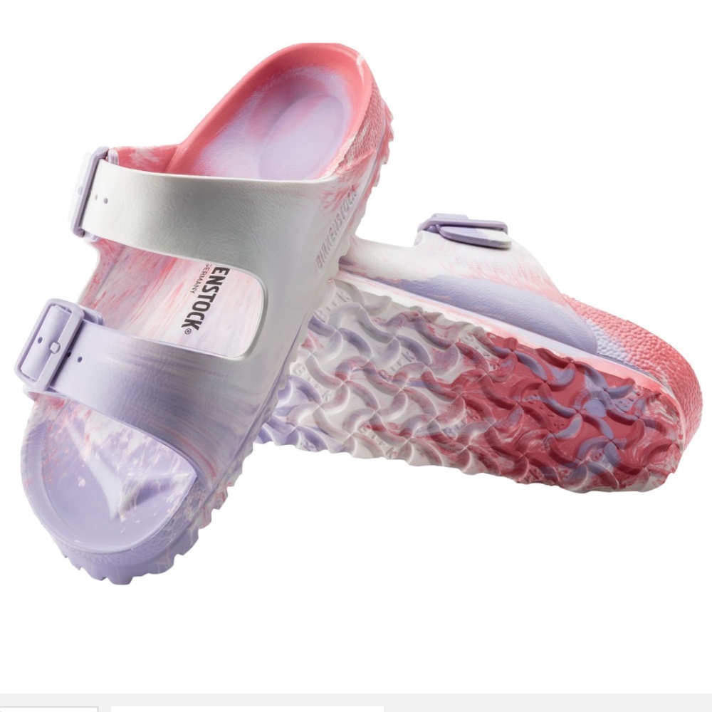 Birkenstock Women's Arizona Essentials EVA Sandals Purple Fog Swirl NWT MSRP $50 - Picture 4 of 11